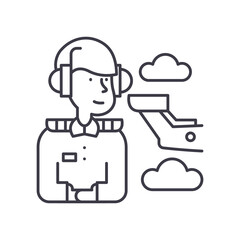 Pilot concept icon, linear isolated illustration, thin line vector, web design sign, outline concept symbol with editable stroke on white background.