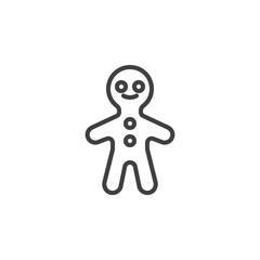 Gingerbread Man line icon. linear style sign for mobile concept and web design. Xmas gingerbread cookie outline vector icon. Symbol, logo illustration. Vector graphics