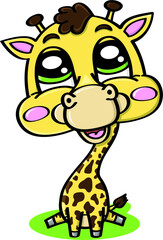 Vector illustration of cute giraffe