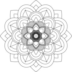 Easy Mandala coloring book simple and basic for beginners, seniors and children. Set of Mehndi flower pattern for Henna drawing and tattoo. Decoration in ethnic oriental, Indian style.