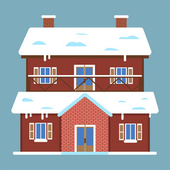 Christmas House Icon Vector Flat Background