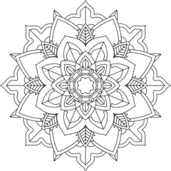 Easy Mandala coloring book simple and basic for beginners, seniors and children. Set of Mehndi flower pattern for Henna drawing and tattoo. Decoration in ethnic oriental, Indian style.