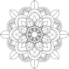 Easy Mandala coloring book simple and basic for beginners, seniors and children. Set of Mehndi flower pattern for Henna drawing and tattoo. Decoration in ethnic oriental, Indian style.