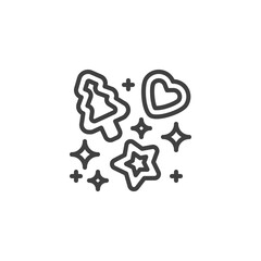 Christmas gingerbread cookie line icon. linear style sign for mobile concept and web design. Xmas tree with star and heart outline vector icon. Symbol, logo illustration. Vector graphics