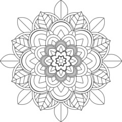 Easy Mandala coloring book simple and basic for beginners, seniors and children. Set of Mehndi flower pattern for Henna drawing and tattoo. Decoration in ethnic oriental, Indian style.