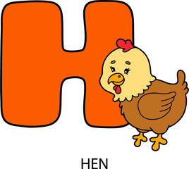  Vector illustration of educational alphabet card with cartoon animal for kids