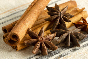  Cinnamon stick and star anise background