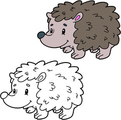 Vector illustration coloring page of cartoon character for children, coloring and scrap book