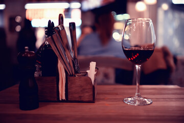 french restaurant background / food concept french cuisine serving in cafe