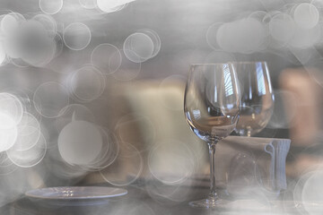 interior restaurant tableware / cutlery and tableware on a table in a cafe, beautiful catering...