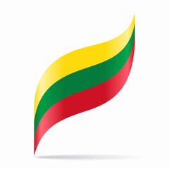 Fototapeta premium Lithuanian flag wavy abstract background. Vector illustration.