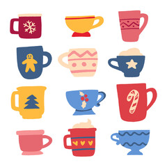 Merry Christmas and Happy New Year items set.