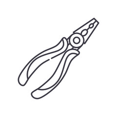 Pliers concept icon, linear isolated illustration, thin line vector, web design sign, outline concept symbol with editable stroke on white background.
