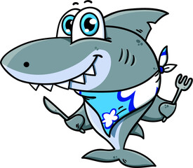 Vector illustration of adorable hungry shark