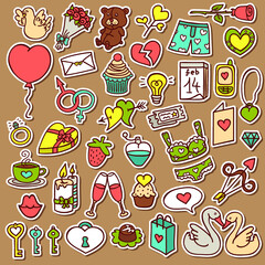 vector doodle collection of hand drawn icons for scrapbook