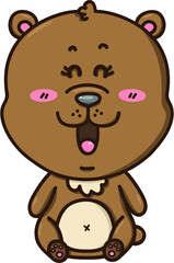 Vector illustration of happy cartoon brown bear