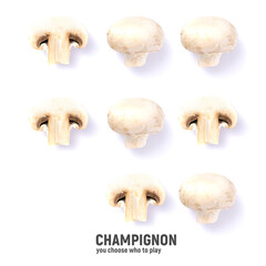 Champignon mushrooms, isolated on a white background.