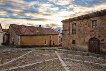Stone houses of a village in Spain in stone square