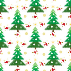 Festive seamless pattern with christmas tree and christmas ornaments vector illustration