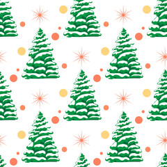 Winter seamless pattern with christmas tree and snow vector illustration