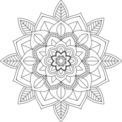 Easy Mandala coloring book simple and basic for beginners, seniors and children. Set of Mehndi flower pattern for Henna drawing and tattoo. Decoration in ethnic oriental, Indian style.