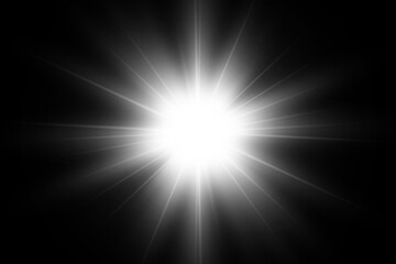 Bright beautiful star.Vector illustration of a light effect on a transparent background.
