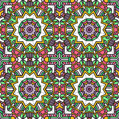 Vector illustration of cute ornate zentangle mandala seamless pattern