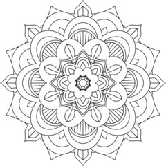 Easy Mandala coloring book simple and basic for beginners, seniors and children. Set of Mehndi flower pattern for Henna drawing and tattoo. Decoration in ethnic oriental, Indian style.