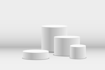 White podium or platform with spotlights. A pedestal for rewarding the winners.