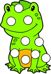 Vector digital educational game with cartoon character for toddlers: plasticine patches or dot marker pages to develop fine motor skills