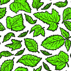 Vector doodle seamless pattern with leaves for wallpaper, web page background, surface textures, textile, scrap book, design fabric