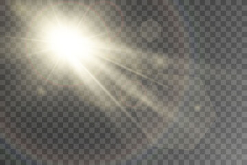 Bright beautiful star.Vector illustration of a light effect on a transparent background.