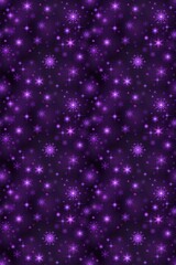 Christmas festive seamless pattern with snowflakes and sparkles. Violet Shining dark background for textile, holiday wrapping paper, scrapbooking, web and print