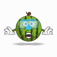 The Watermelon mascot character is diving. vector illustration