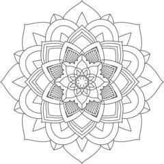 Easy Mandala coloring book simple and basic for beginners, seniors and children. Set of Mehndi flower pattern for Henna drawing and tattoo. Decoration in ethnic oriental, Indian style.