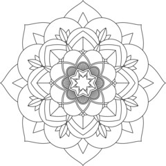 Easy Mandala coloring book simple and basic for beginners, seniors and children. Set of Mehndi flower pattern for Henna drawing and tattoo. Decoration in ethnic oriental, Indian style.