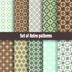 Retro pattern collection. Vector retro seamless set of patterns   
