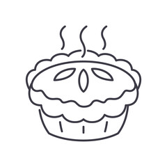 Pie icon, linear isolated illustration, thin line vector, web design sign, outline concept symbol with editable stroke on white background.