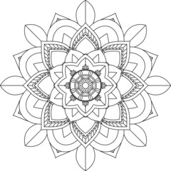 Easy Mandala coloring book simple and basic for beginners, seniors and children. Set of Mehndi flower pattern for Henna drawing and tattoo. Decoration in ethnic oriental, Indian style.