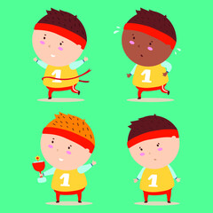 Fototapeta premium Vector illustration set of cute cartoon boy characters