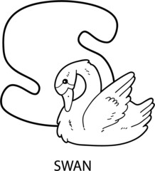  alphabet coloring page. Vector illustration of educational cartoon character for kids