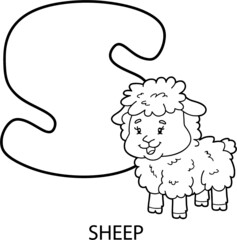  alphabet coloring page. Vector illustration of educational cartoon character for kids