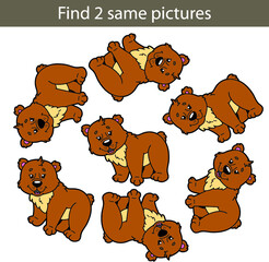 Vector illustration of kids puzzle educational game Find same pictures for preschool children
