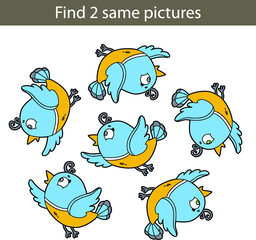 Vector illustration of kids puzzle educational game Find same pictures for preschool children