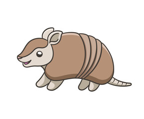 Armadillo standing and smiling cartoon vector illustration simple version. Cute animal character design for kids.