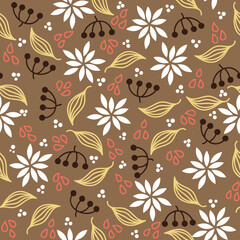 Vector Seamless pattern with leafs and branches