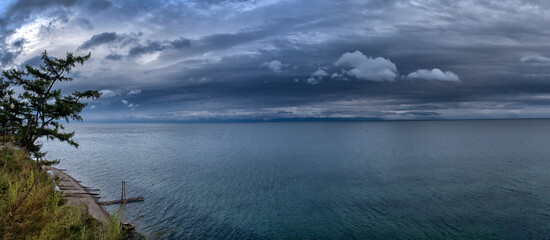 Magnificent summer landscape with Baikal Lake. Summer travel, natural background