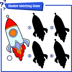 Vector illustration of educational shadow matching game with cartoon character for children