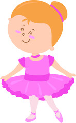 Vector illustration of cute cartoon ballerina girl character 