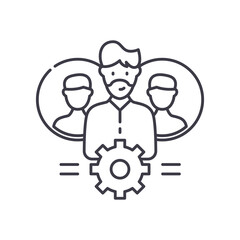 People management icon, linear isolated illustration, thin line vector, web design sign, outline concept symbol with editable stroke on white background.